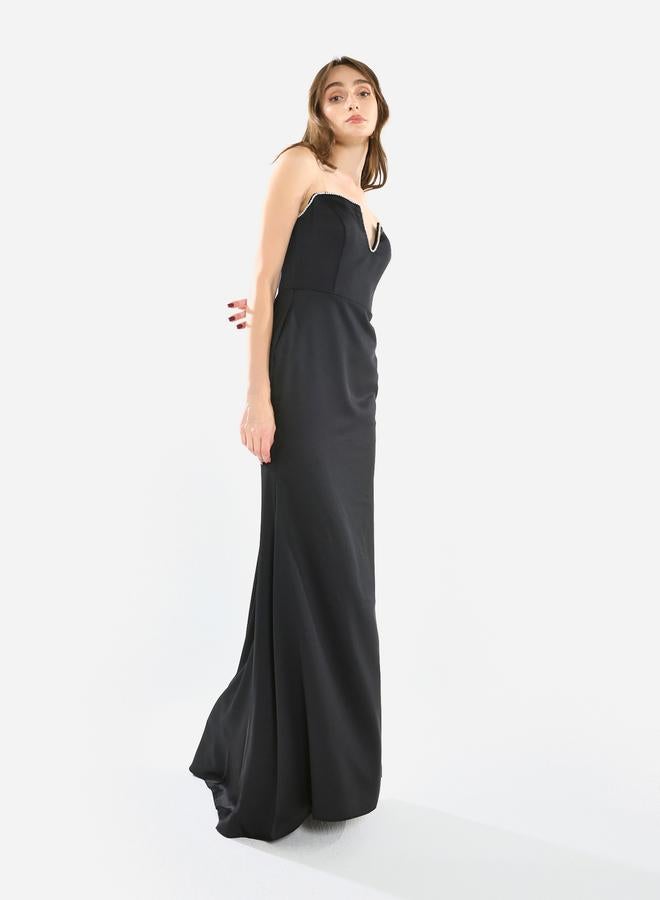 House of Moda Women Strapless Crepe Structured Gown Dress - Image 2